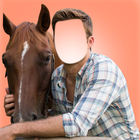 Horse With Man Photo Suit أيقونة