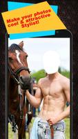 Horse With Man Photo Suit پوسٹر