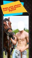 Horse With Man Photo Suit الملصق