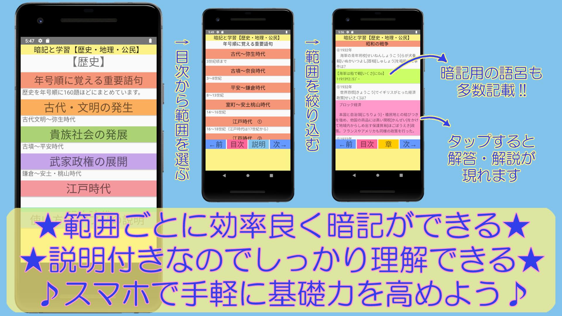 中学社会の暗記と学習 歴史 地理 公民 Dlya Android Skachat Apk