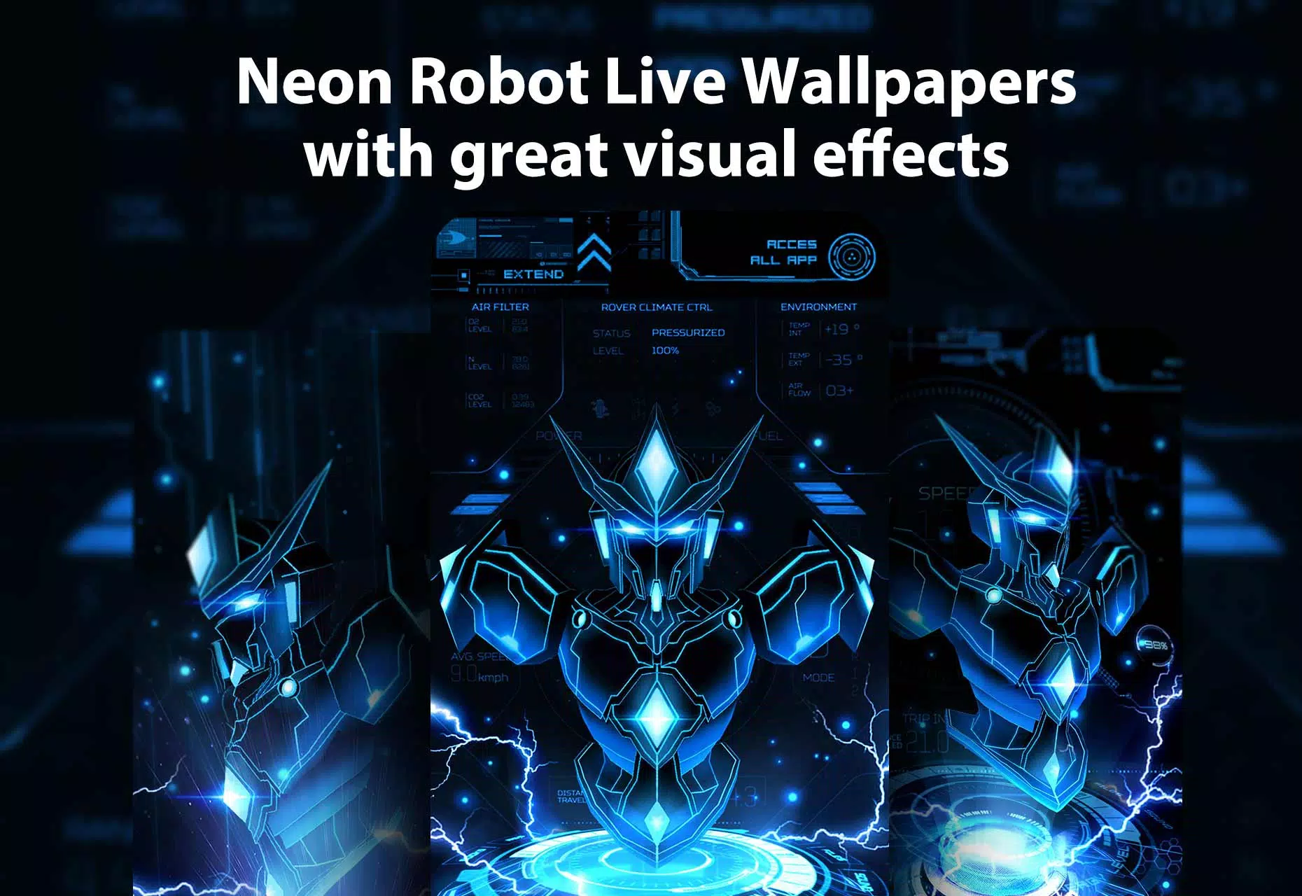 neon robots wallpaper