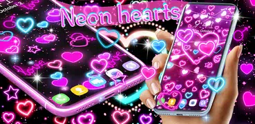 Neon hearts live wallpaper