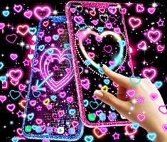 برنامه‌نما Neon hearts live wallpaper عکس از صفحه