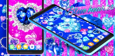 Blue hearts diamonds wallpaper