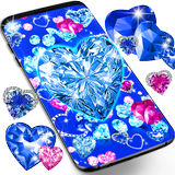 Blue hearts diamonds wallpaper icône