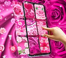 Pink rose silk live wallpaper পোস্টার