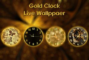 Analog Gold Clock Wallpaper ポスター