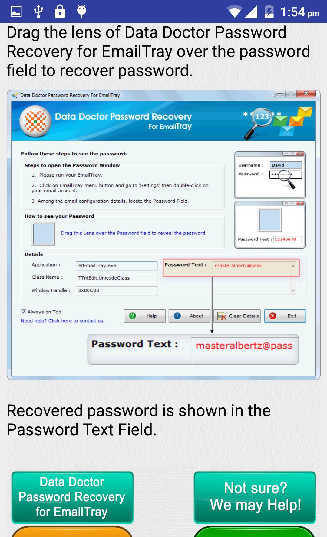 Help recover. Email password. Password Recovery software for EMAILTRAY. E-mail password verify. NEXTENGINE.