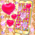 Golden diamond heart wallpaper-icoon