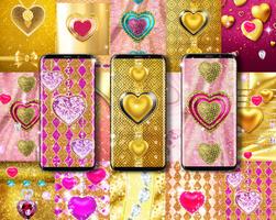 Golden diamond heart wallpaper imagem de tela 1