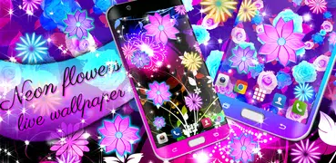 Neon flowers live wallpaper