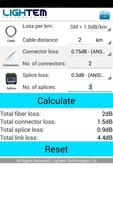 Fiber Optics Loss Calculator capture d'écran 1