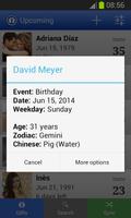Birthday calendar (Upcoming) screenshot 1