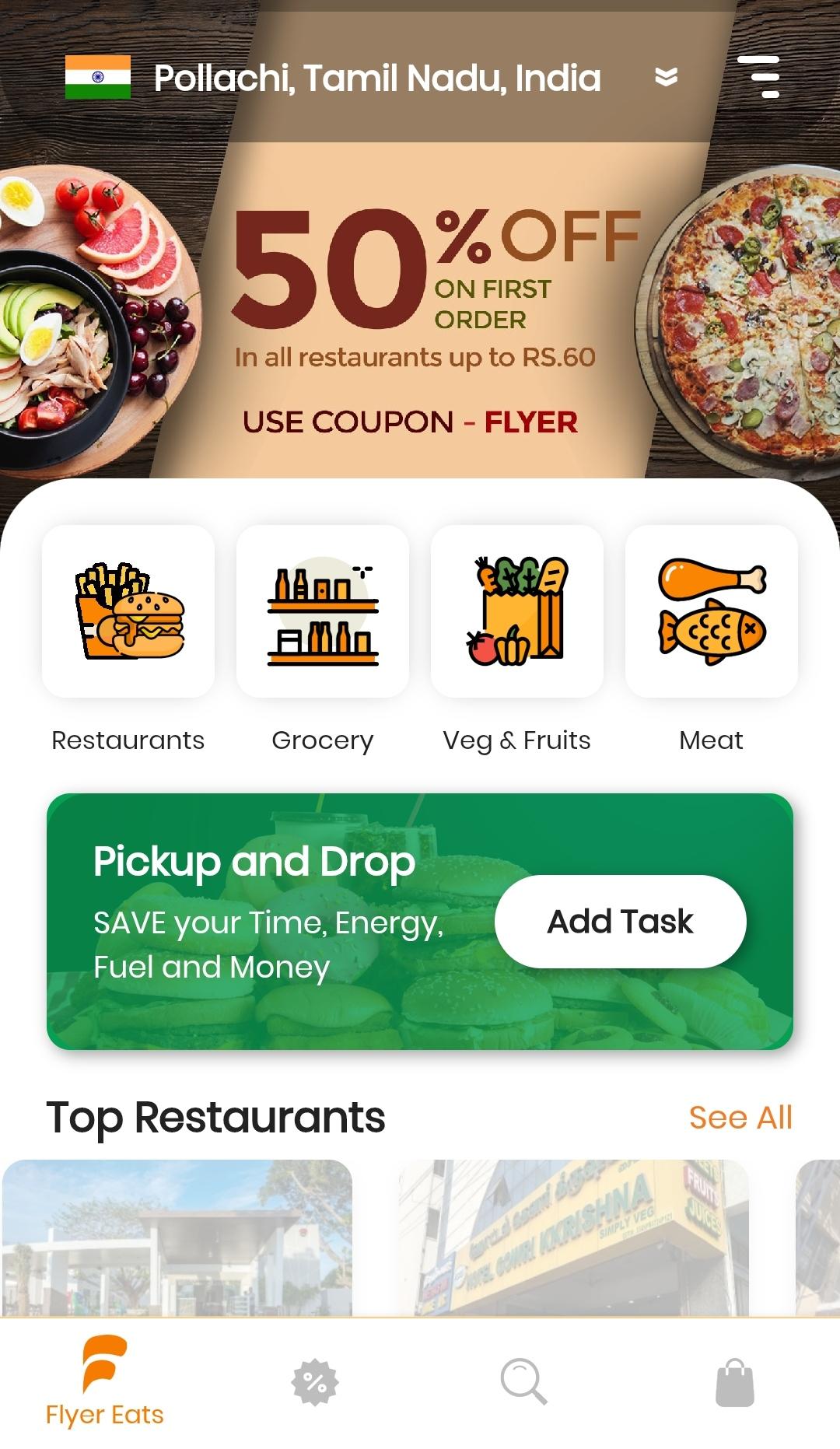 Flyer Eats Order Food Vegetables Grocery Meat Pour Android Telechargez L Apk