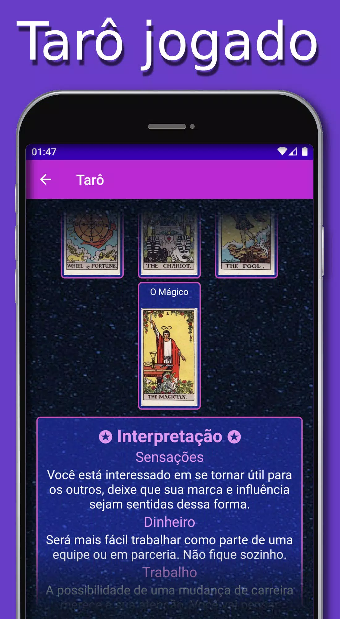 Jogo de cartas online de tarô versão móvel andróide iOS apk baixar