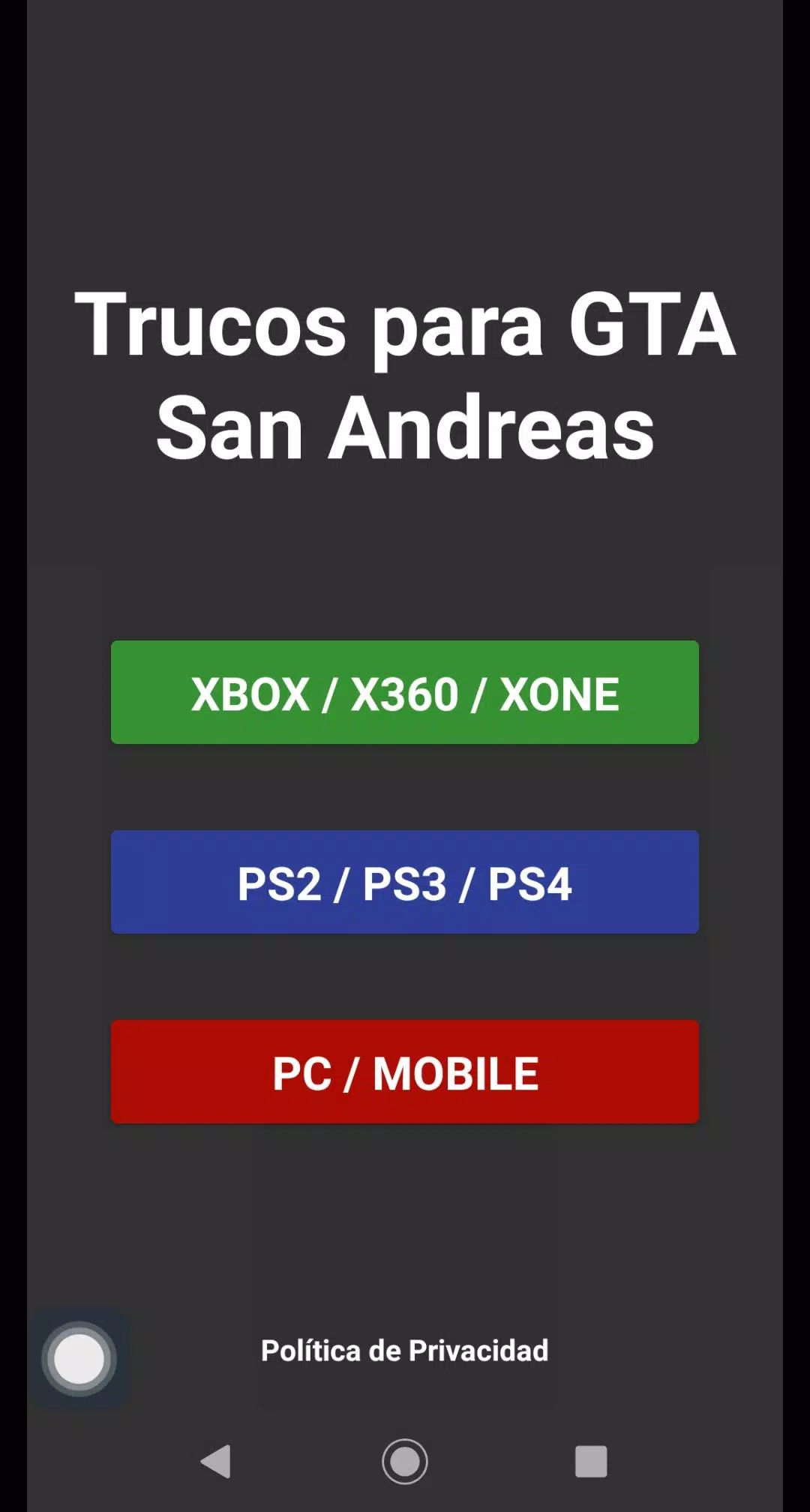 Trucos para GTA San Andreas para PS3 