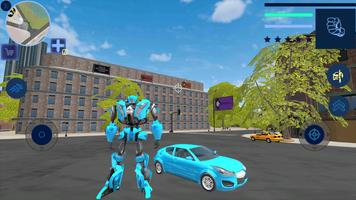 Blue Robot Car Transforme Futuristic Supercar Hero الملصق