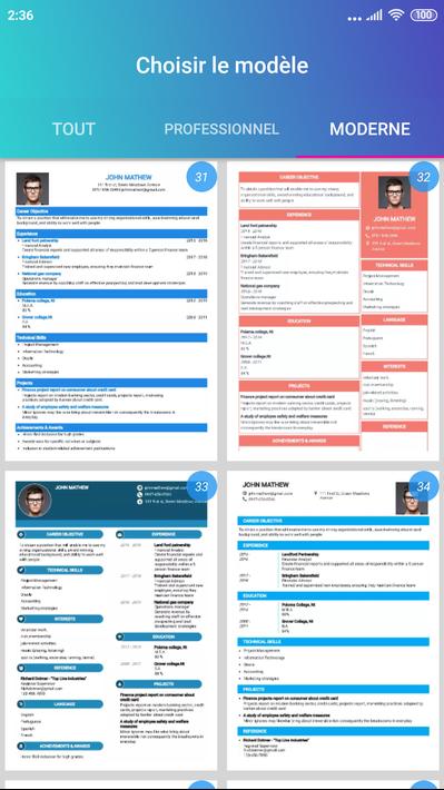 Créer un CV gratuit 2020 PDF CV Exemples modèles pour ...