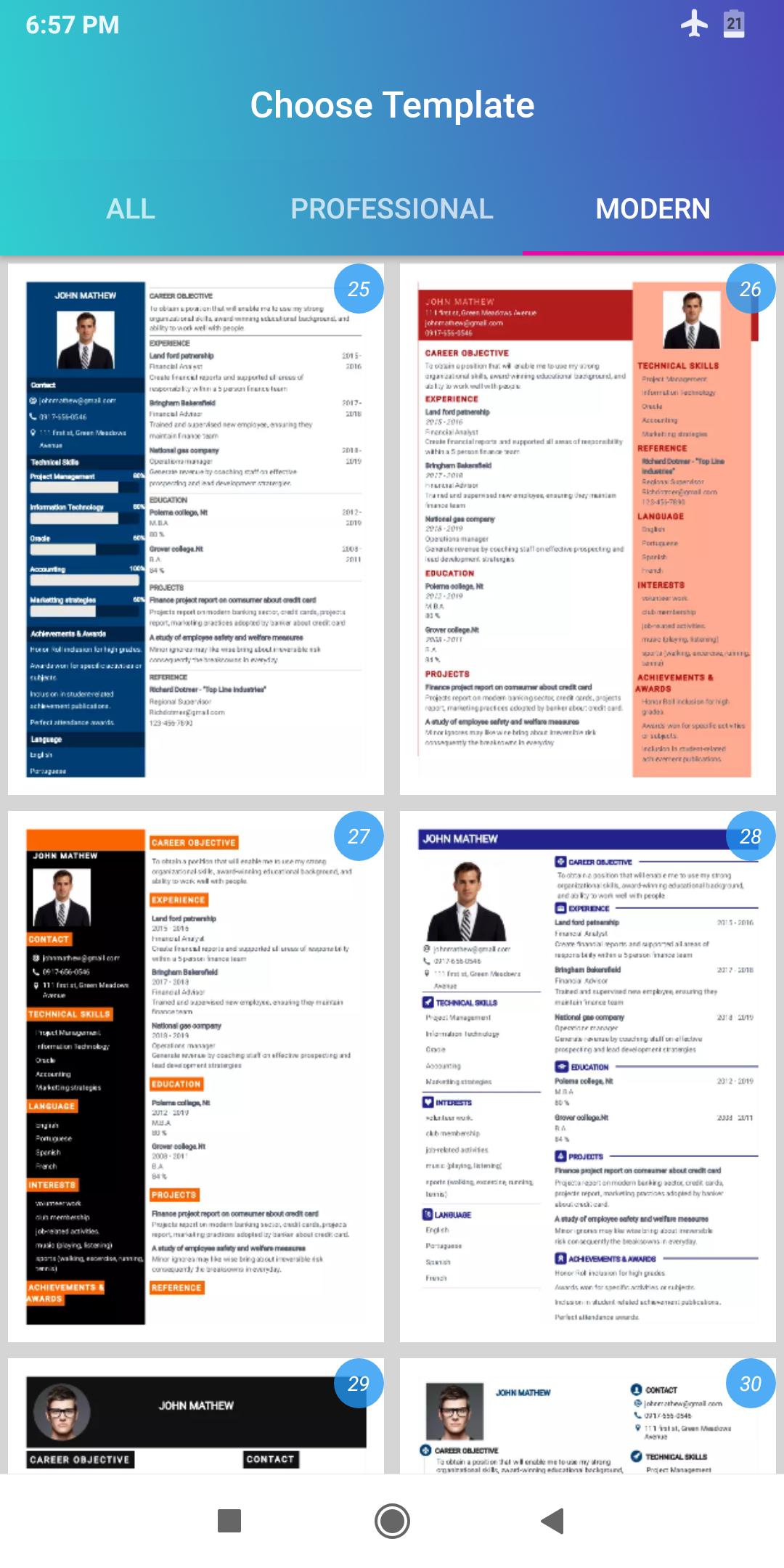 Free Resume Intelligent Cv App