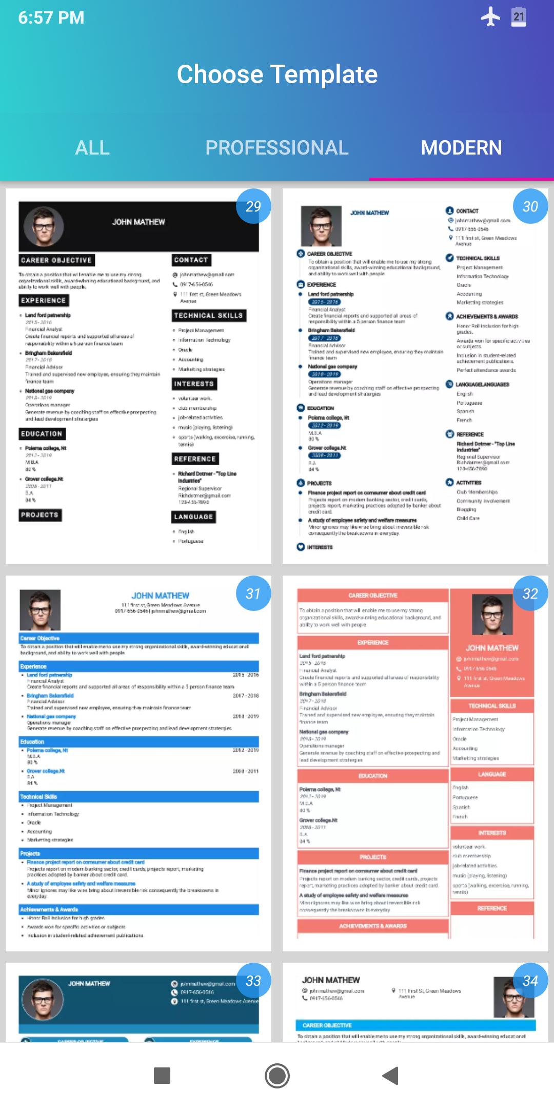 Resume Builder App Free CV maker CV templates 2020 for ...