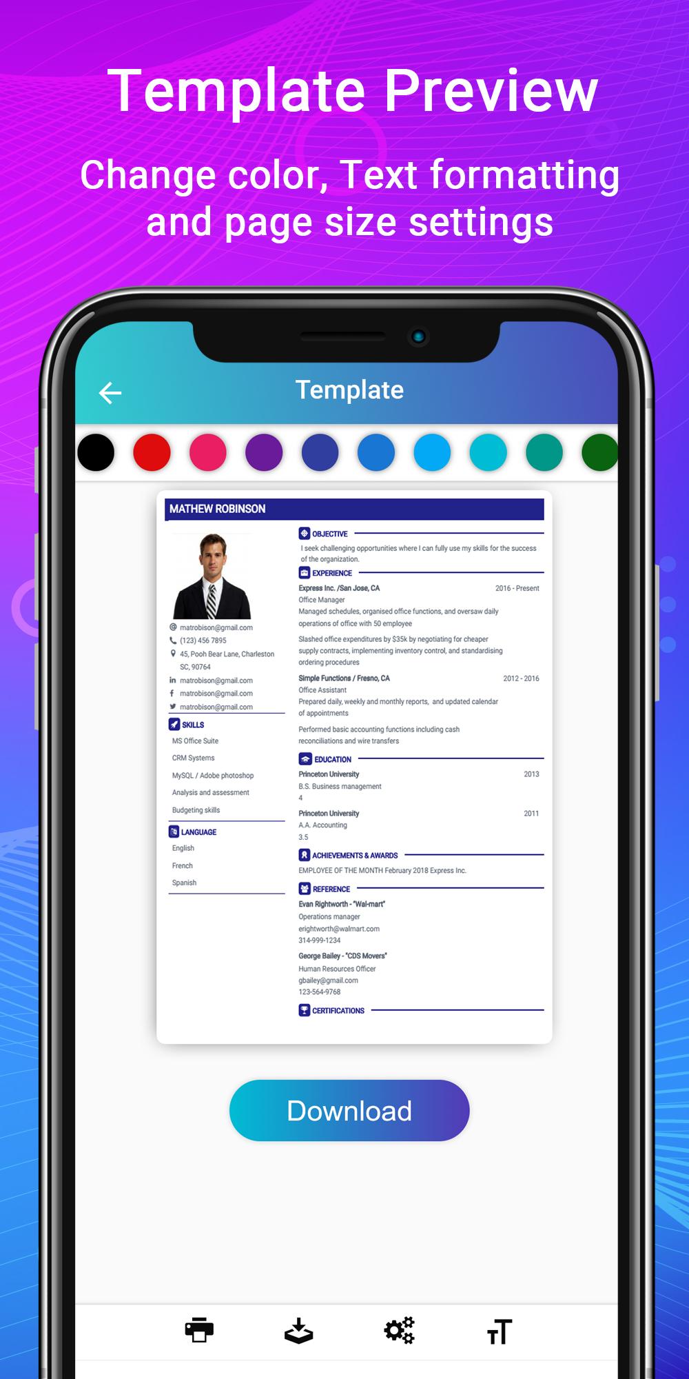 Resume Builder App Free CV maker CV templates 2020 for ...