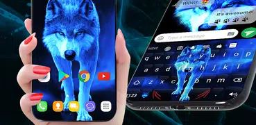 Ice Wallpaper + Keyboard: Wolf