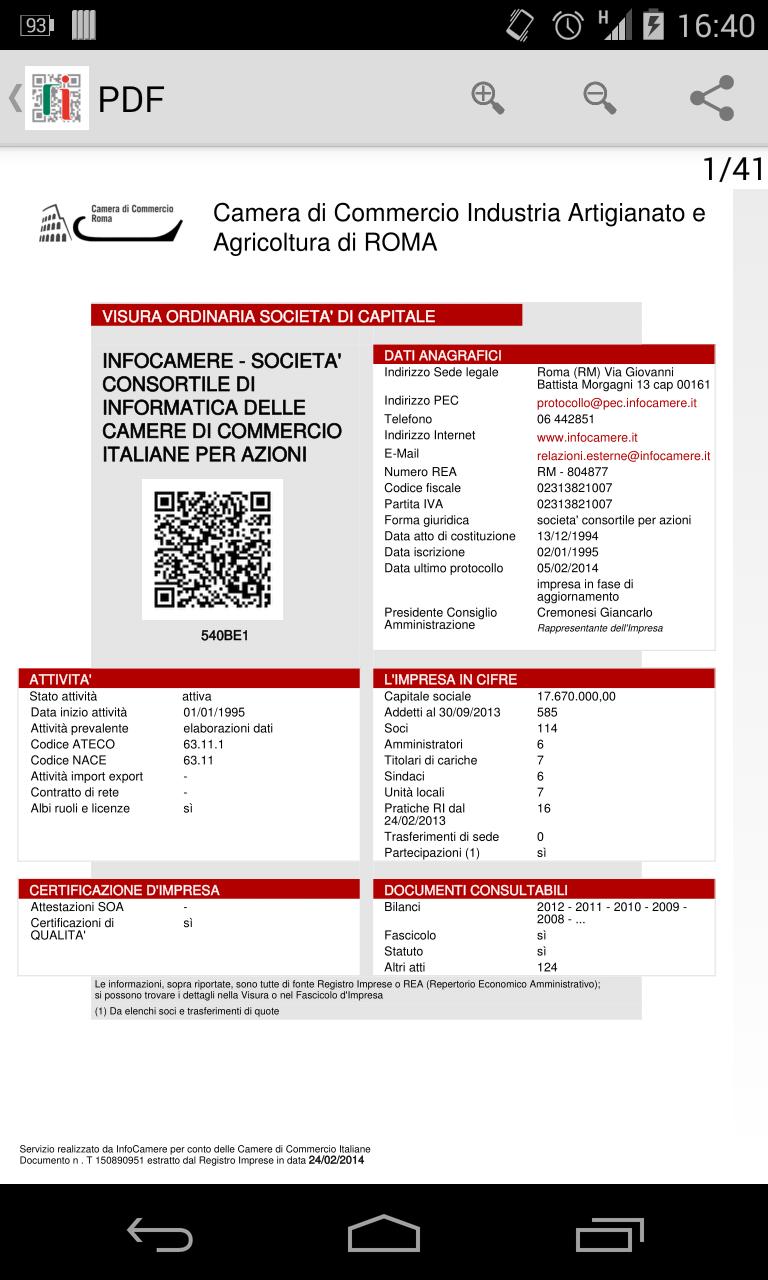 VISURA QR CODE SCARICA