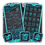 Blue Glitter Footprint Theme