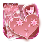 Pink Flower Heart Theme icône