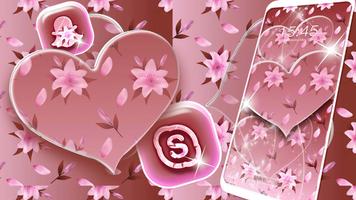Pink Flower Heart Theme capture d'écran 1