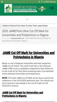 JAMB Cut Off Mark For All Institutions โปสเตอร์