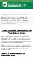 JAMB Cut Off Mark For All Institutions poster