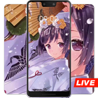 Japanese style umbrella girl live wallpaper icon