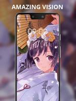 Japanese style umbrella girl live wallpaper Affiche