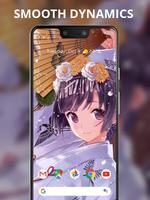 Japanese style umbrella girl live wallpaper Ekran Görüntüsü 1