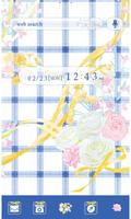 Flower Tema-Blue Gingham- poster