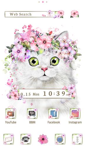 Android 用の かわいい壁紙アイコン 花かんむりの白猫 無料 Apk をダウンロード
