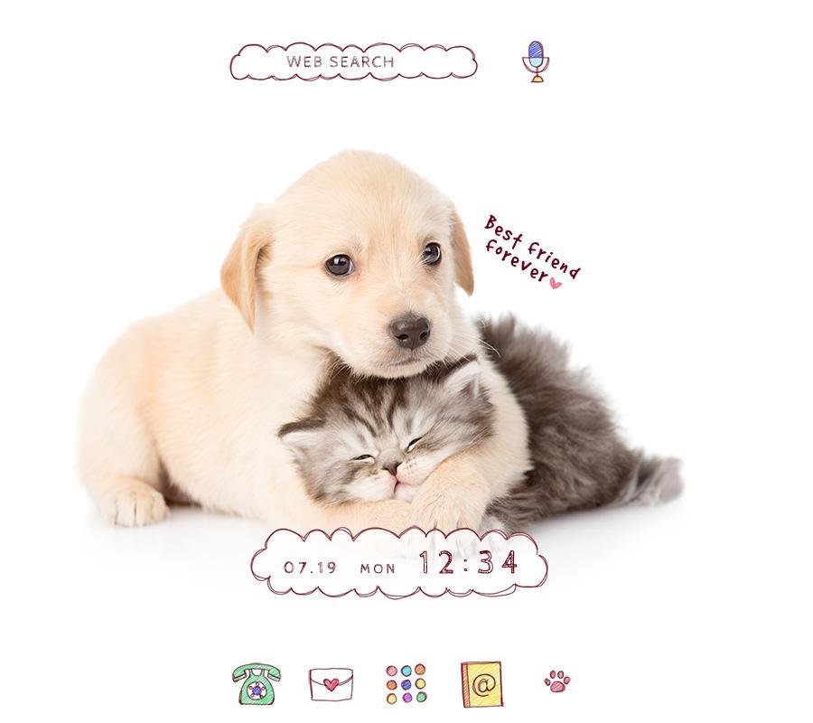 Android 用の かわいい動物 壁紙アイコン レトリバーの子犬と子猫 無料