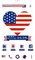 USA Flag Heart Wallpaper पोस्टर