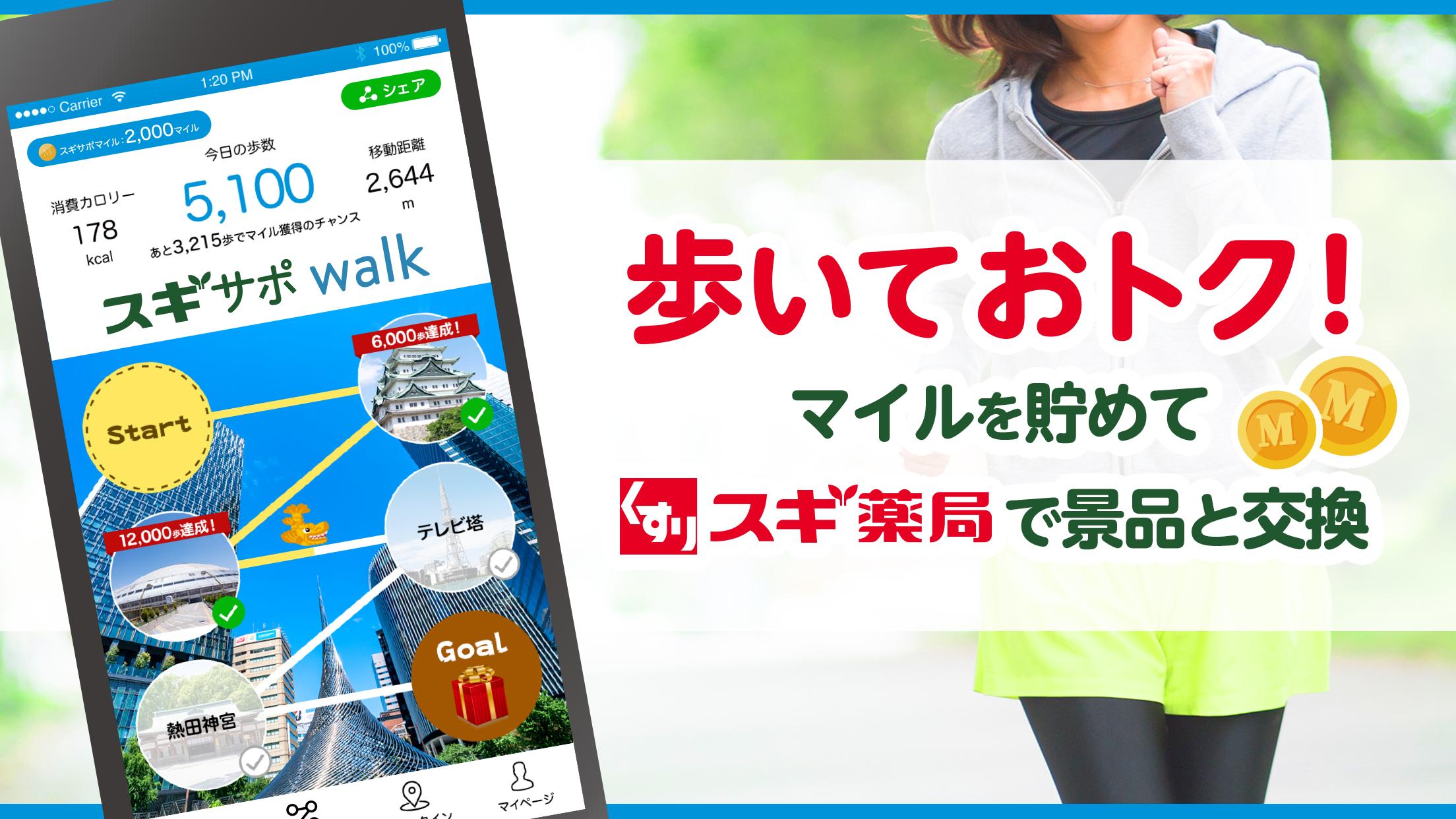 スギサポ Walk 歩くだけでポイントが貯まる歩数計アプリ ウォーキング 歩いてポイントを貯めよう Dlya Android Skachat Apk