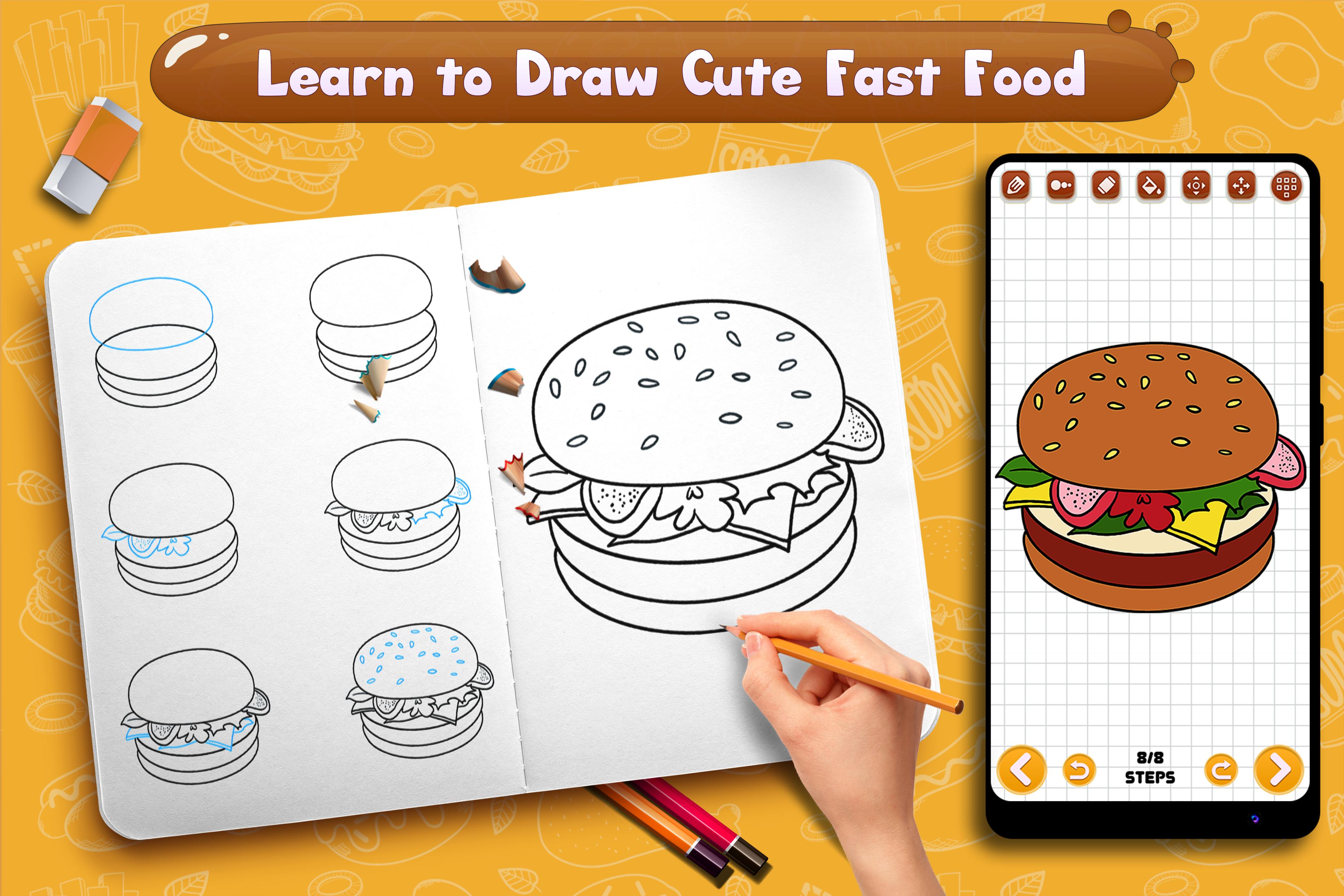 images Easy Cute Junk Food Drawings learn to draw fast food snacks for