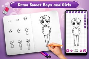 Learn to Draw Cute Girls Boys Ekran Görüntüsü 1