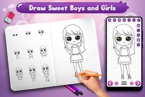 Learn to Draw Cute Girls Boys capture d'écran 3