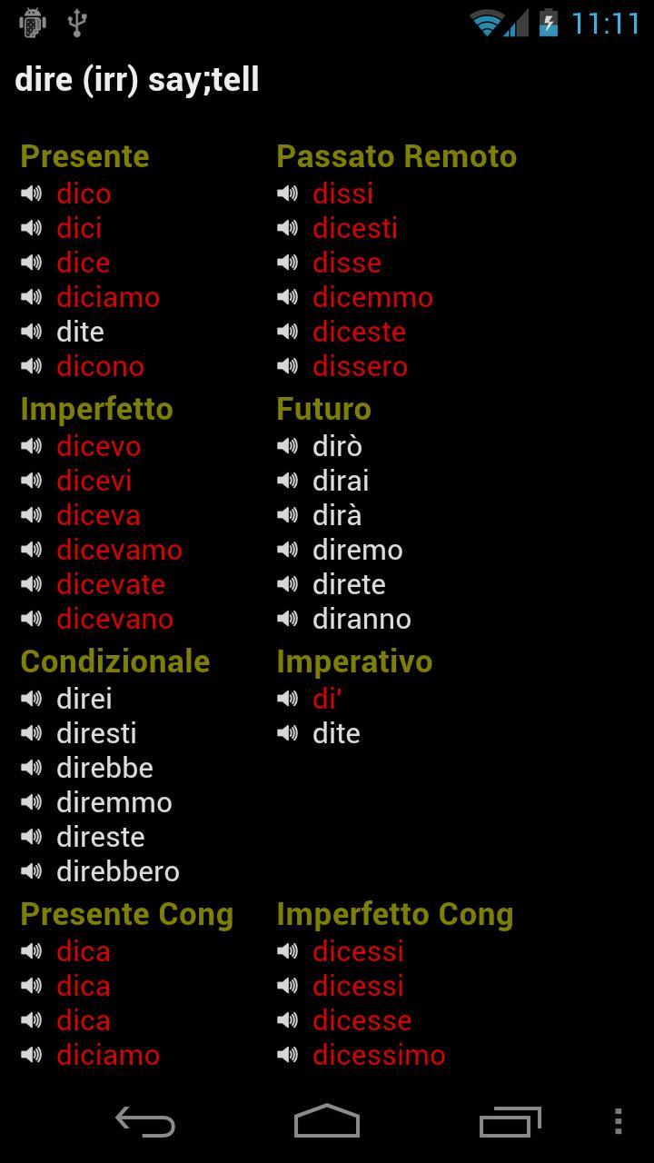 Verbes Italiens Pour Android Telechargez L Apk