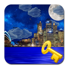 Night city from sea LWP Key icon
