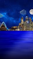 Night city from sea wallpaper Affiche