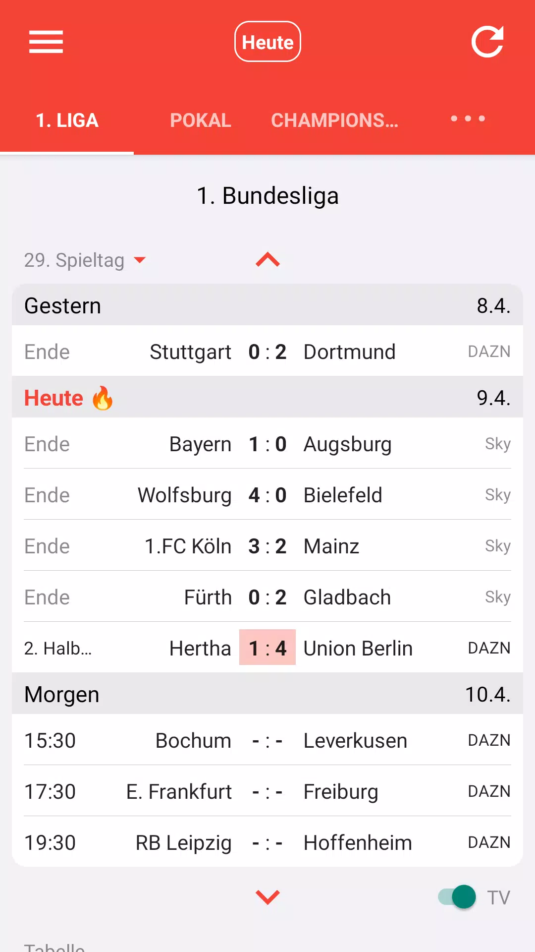 Fußball Ergebnisse (Footy) APK für Android herunterladen