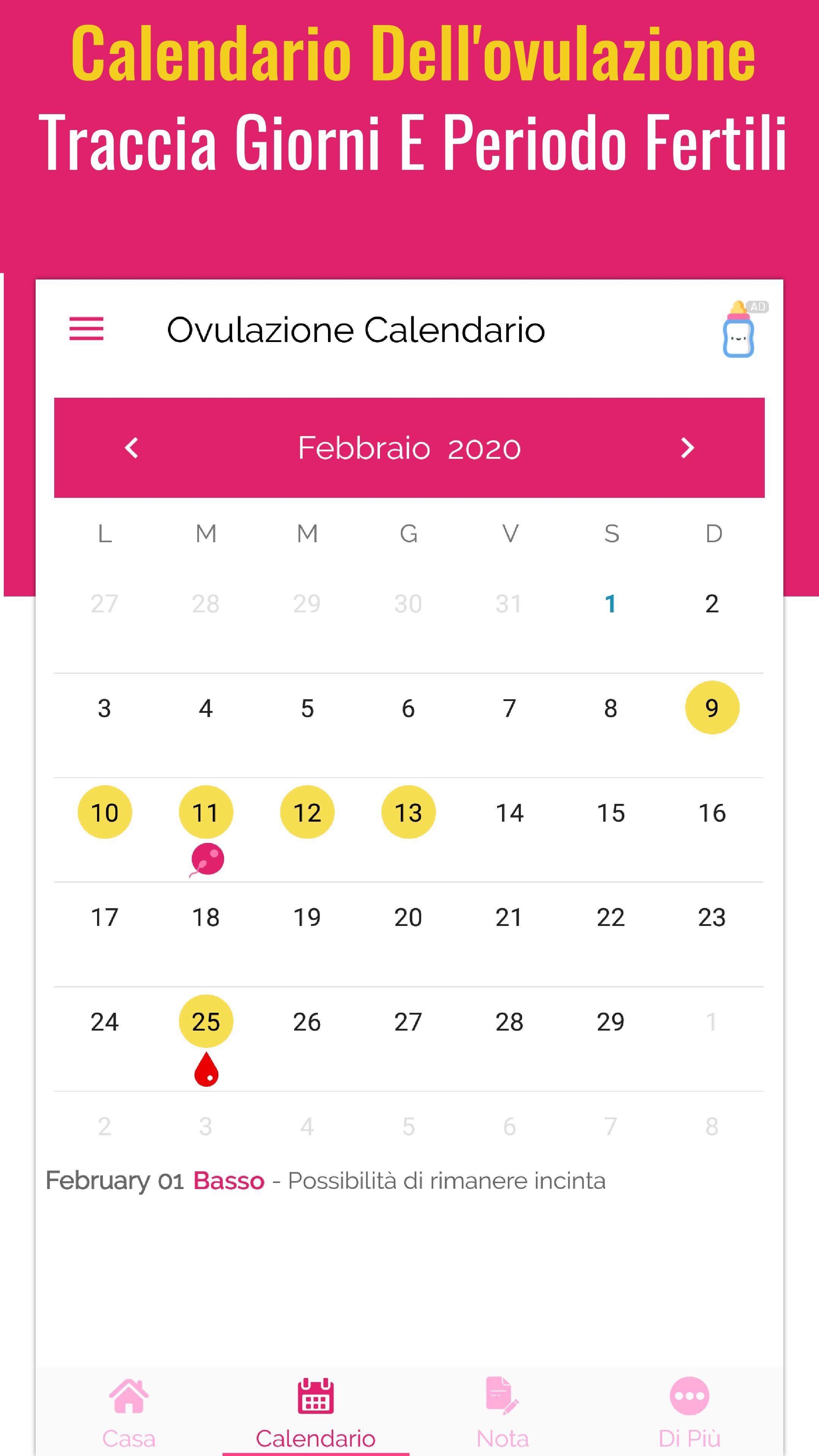 Calendario Ovulazione - Calcolo Periodo Fertile APK per Android Download