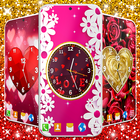 Love Hearts Clock Wallpaper icône
