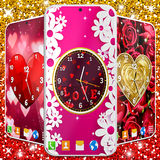 Love Hearts Clock Wallpaper ikona